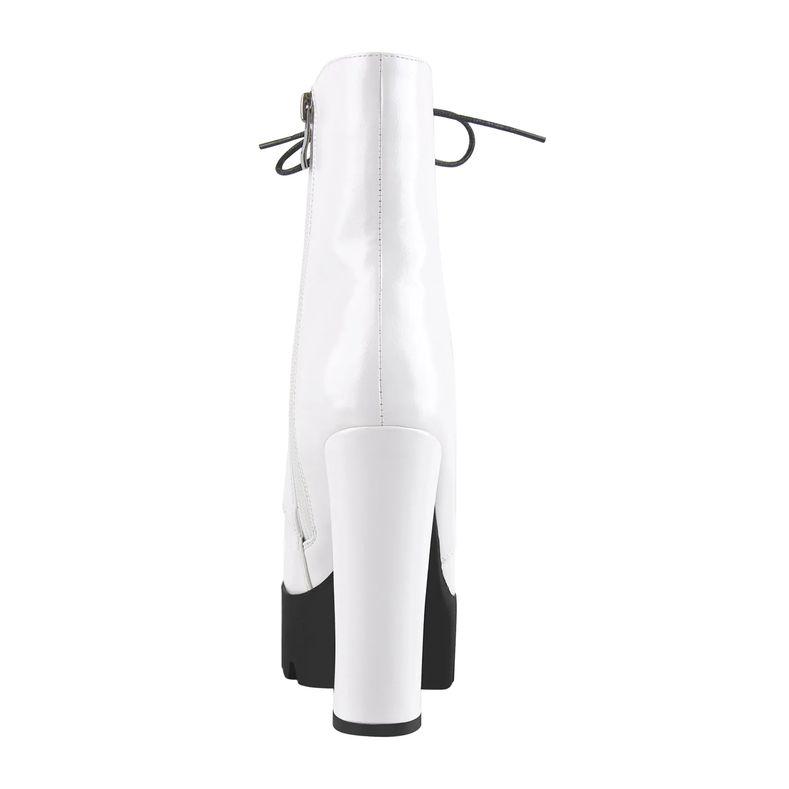 Lace Up White Platform Chunky Heels Zipper Boots sold by Onlymaker product image thumbnail 4