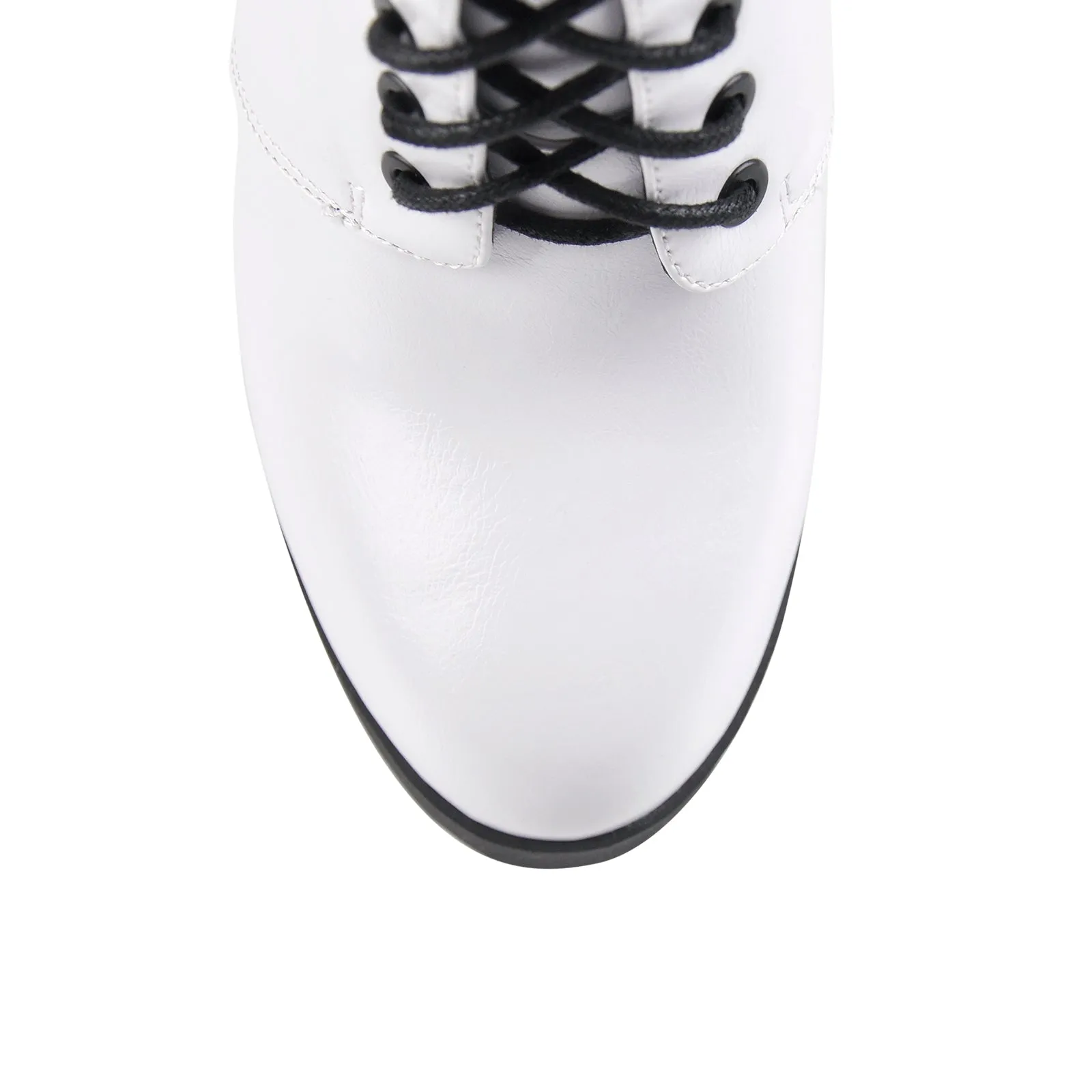 Lace Up White Platform Chunky Heels Zipper Boots sold by Onlymaker product image thumbnail 5