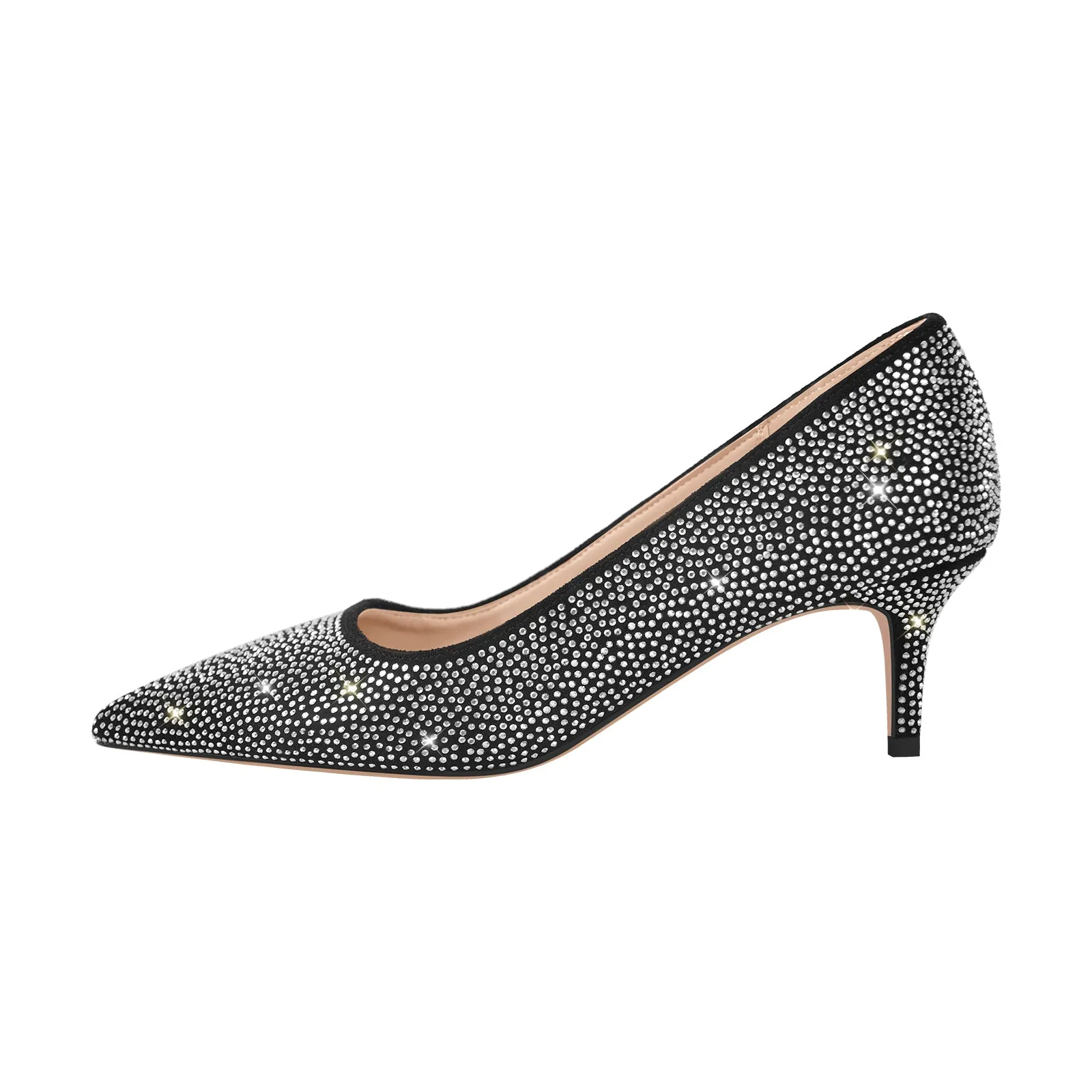 Rhinestone Pointed Toe Kitten Heel Pumps sold by Onlymaker