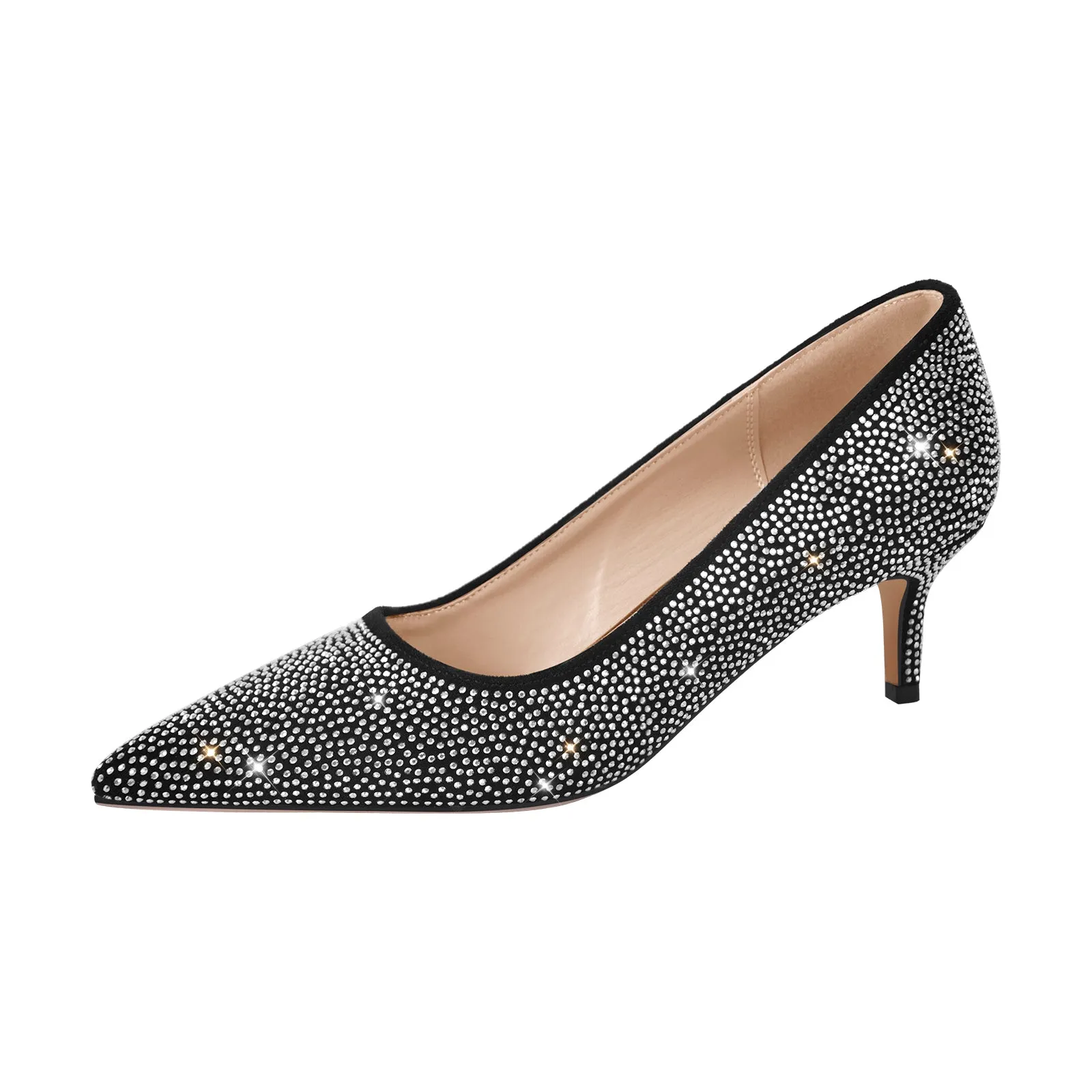 Rhinestone Pointed Toe Kitten Heel Pumps sold by Onlymaker product image thumbnail 2