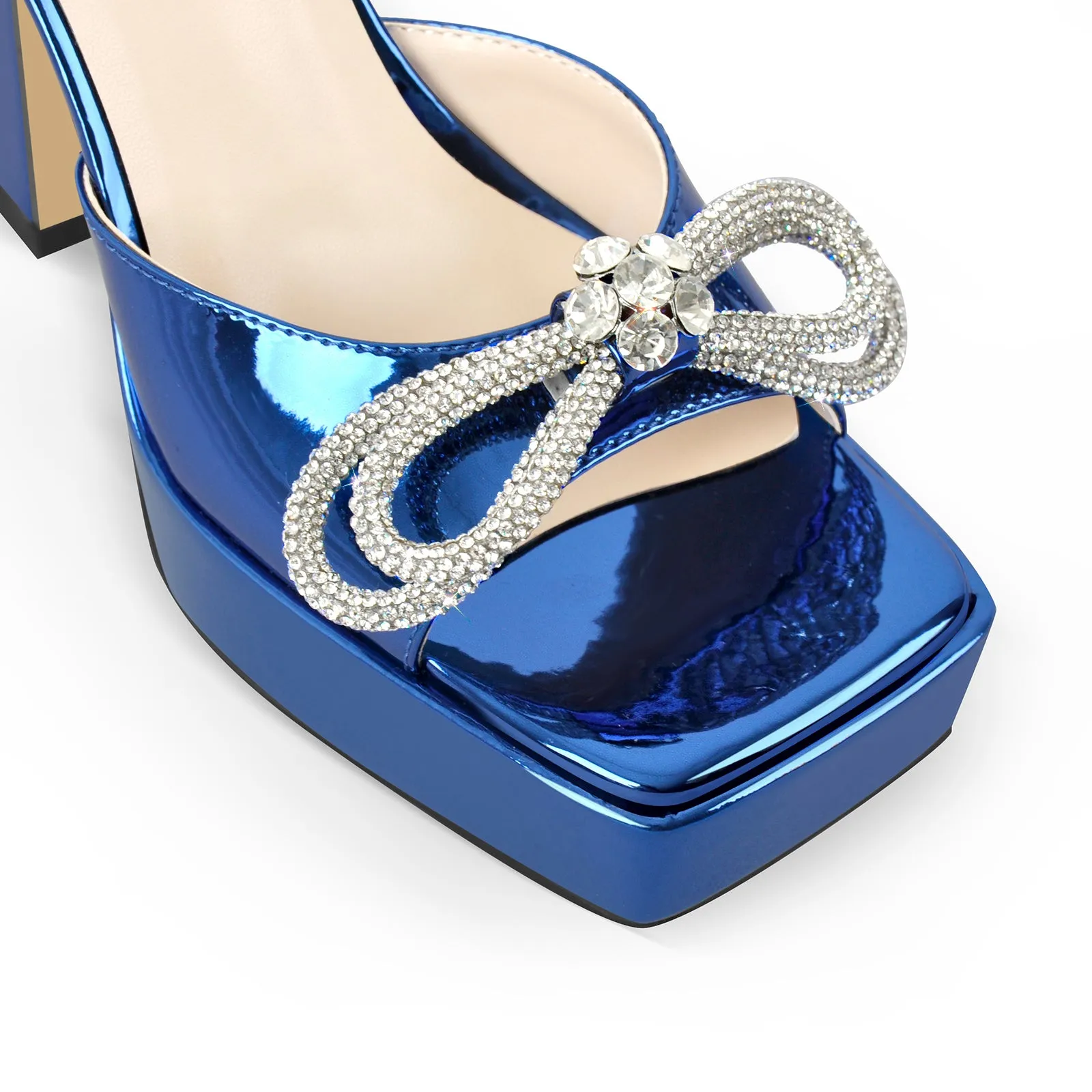 Rhinestone Bow Ankle Strap Platform Sandals sold by Onlymaker product image thumbnail 3