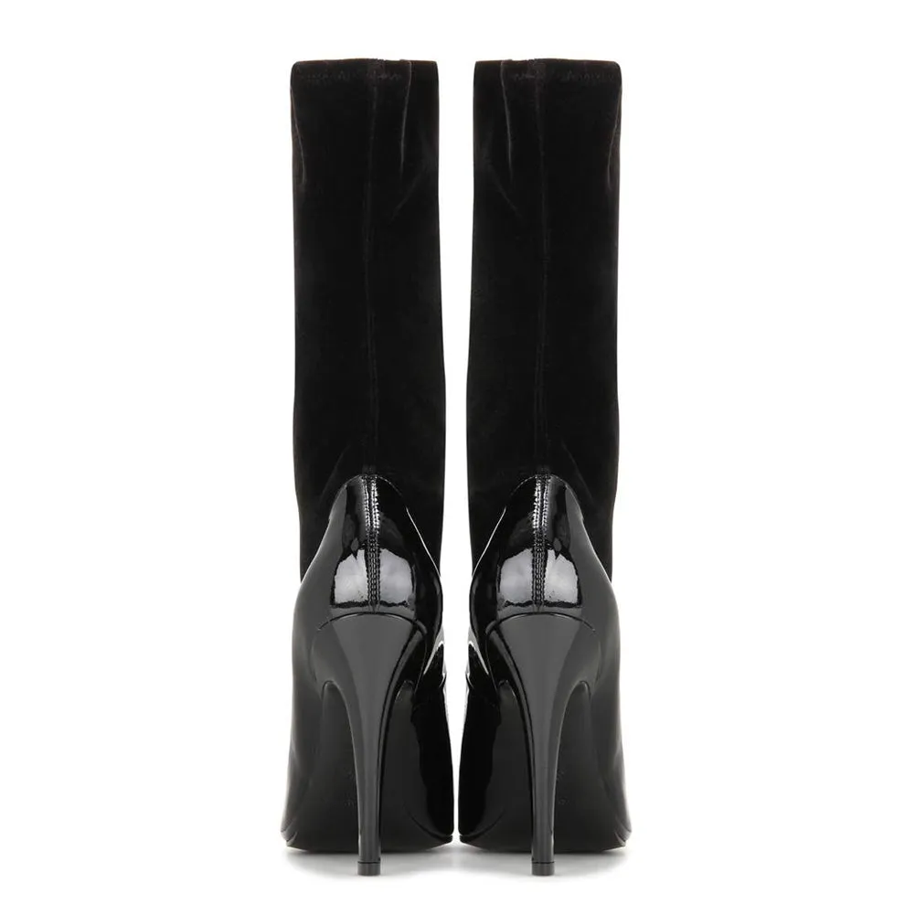 Pointed Toe Velvet Stretch Stiletto Mid-Calf Boots sold by Onlymaker product image thumbnail 3