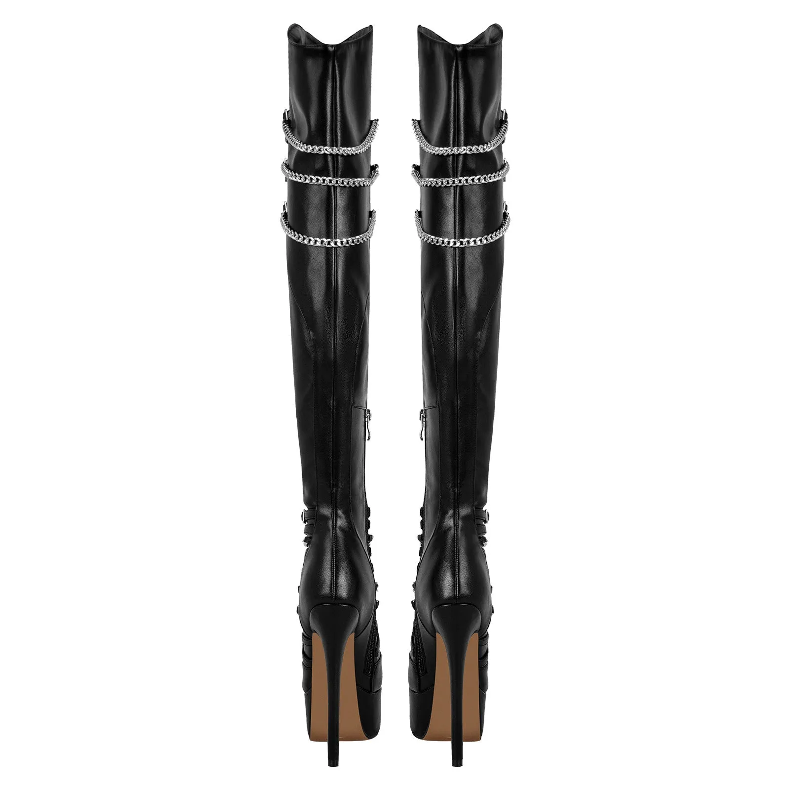 Chain Round Toe Platform Stilettos Over The Knee Boots sold by Onlymaker product image thumbnail 3