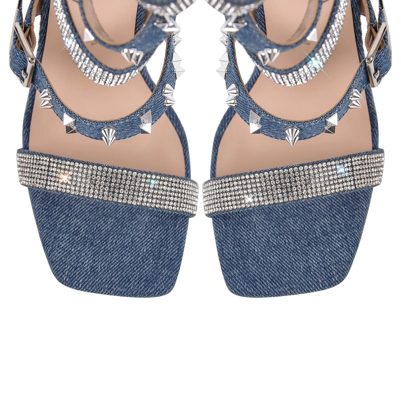 Denim Hollow Rivet Buckle Strap Bootie Sandals sold by Onlymaker product image thumbnail 4
