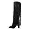 Pointed Toe Rhinestone Tassels Over The Knee Boots sold by Onlymaker