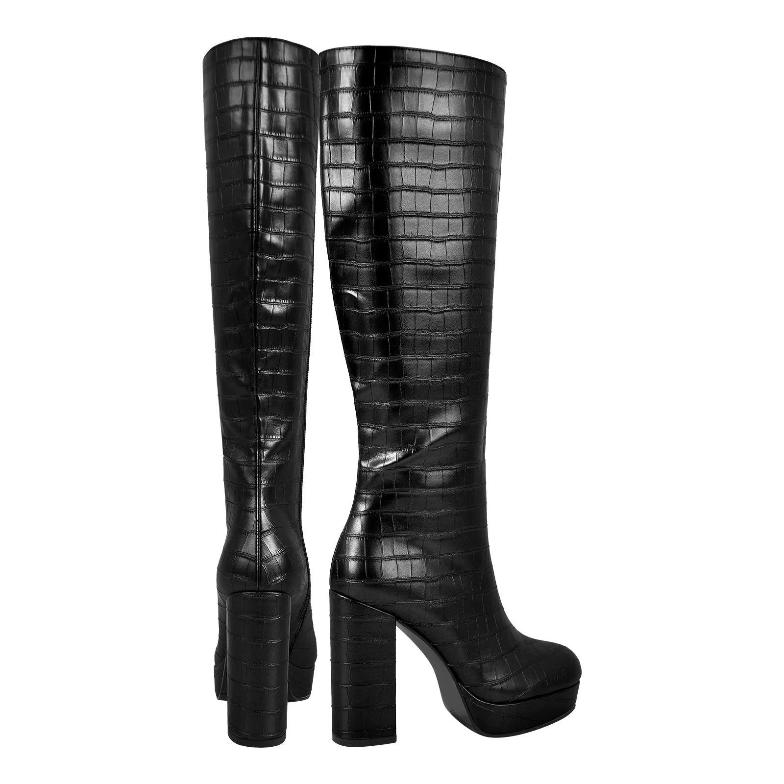 Round Toe Platform Chunky Heel Knee High Boots sold by Onlymaker product image thumbnail 3