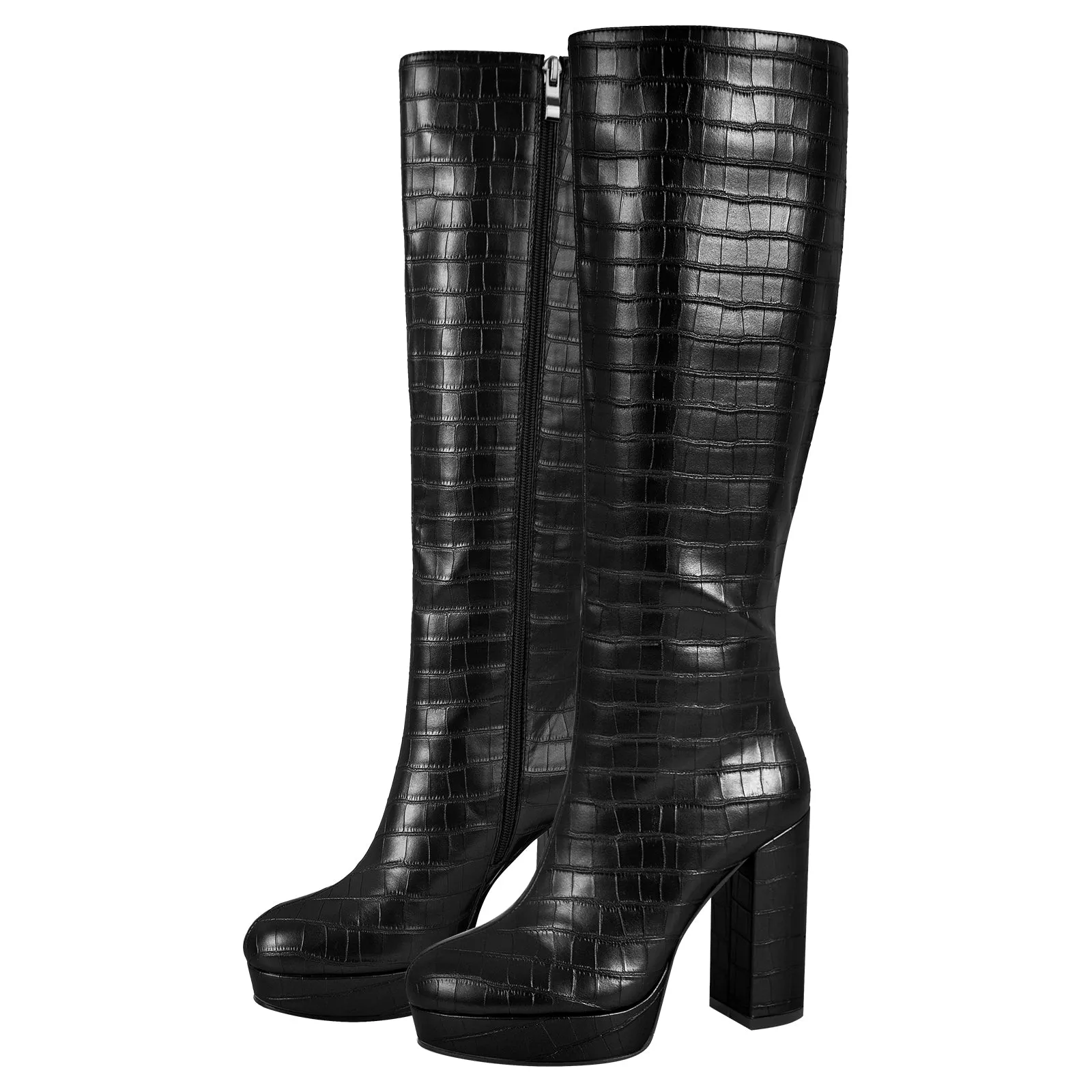 Round Toe Platform Chunky Heel Knee High Boots sold by Onlymaker product image thumbnail 2