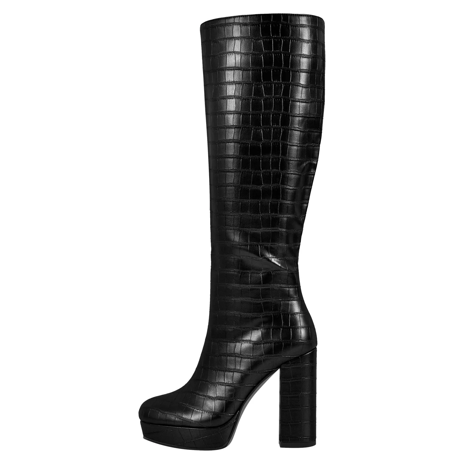 Round Toe Platform Chunky Heel Knee High Boots sold by Onlymaker