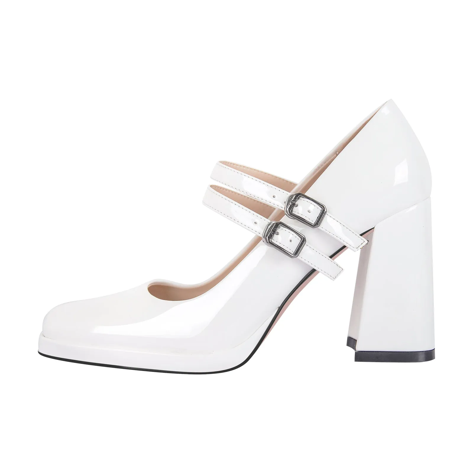 Square Toe Mary Jane Buckle Strap Chunky Heel Pumps sold by Onlymaker