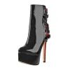 Black Strap Pointed Toe Stilettos Ankle Boots sold by Onlymaker