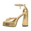Stone Print Platform Chunky High Heels Sandals sold by Onlymaker