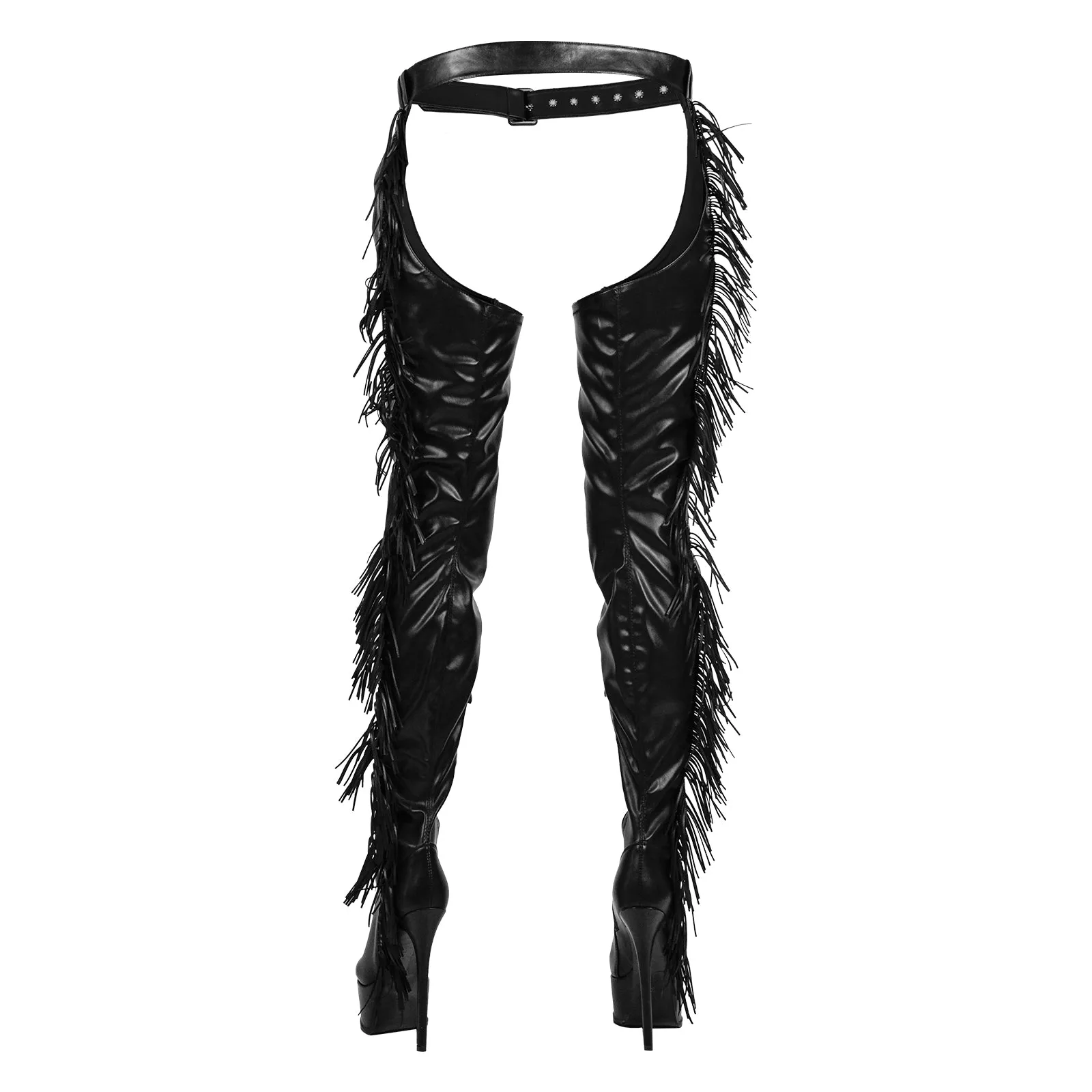 Black Side Fringe Stiletto Heeled Pant Boots sold by Onlymaker product image thumbnail 2