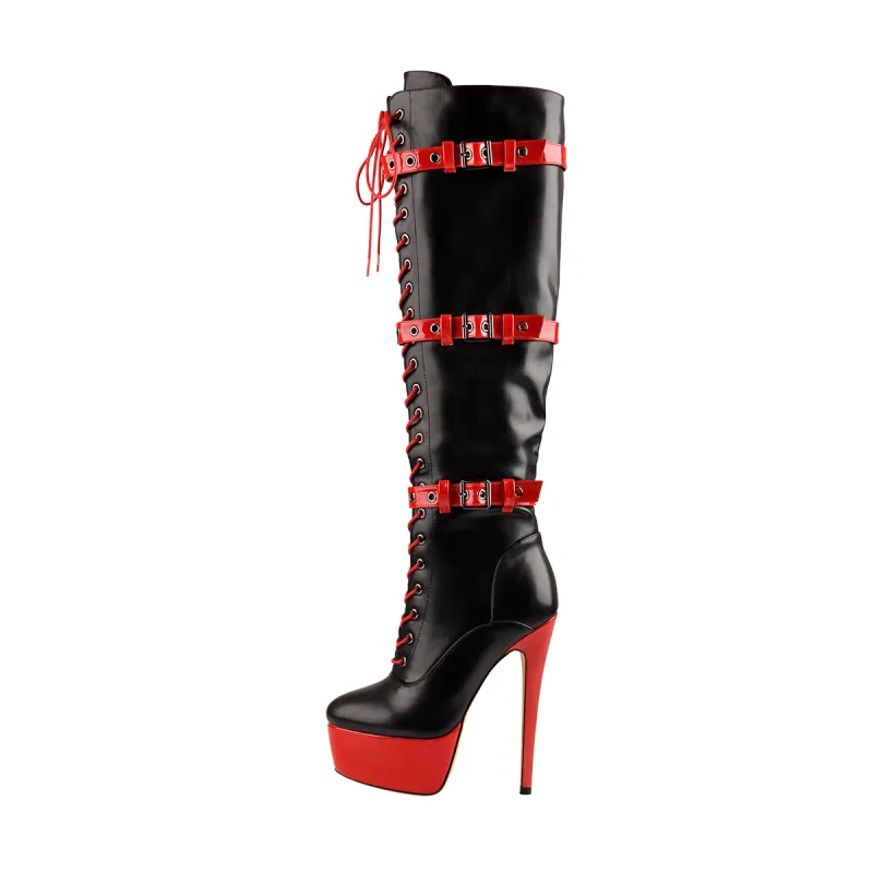 Platform Lace-Up High Heel Stiletto Over The Knee Boots sold by Onlymaker