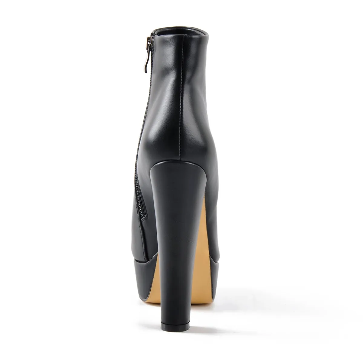 Black Platform Round Toe Chunky Heel Ankle Boots sold by Onlymaker product image thumbnail 4