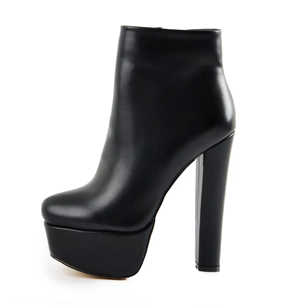 Black Platform Round Toe Chunky Heel Ankle Boots sold by Onlymaker