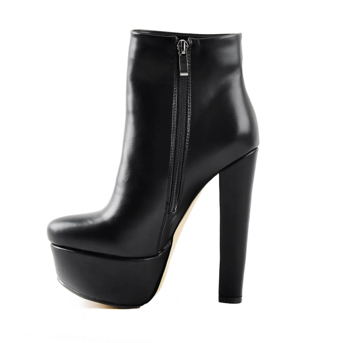 Black Platform Round Toe Chunky Heel Ankle Boots sold by Onlymaker product image thumbnail 2