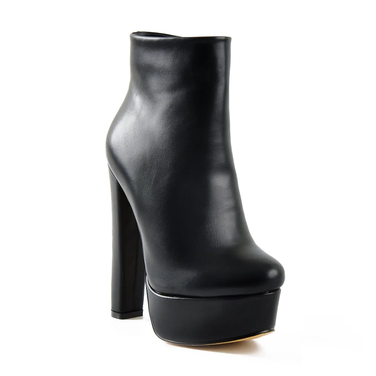 Black Platform Round Toe Chunky Heel Ankle Boots sold by Onlymaker product image thumbnail 3