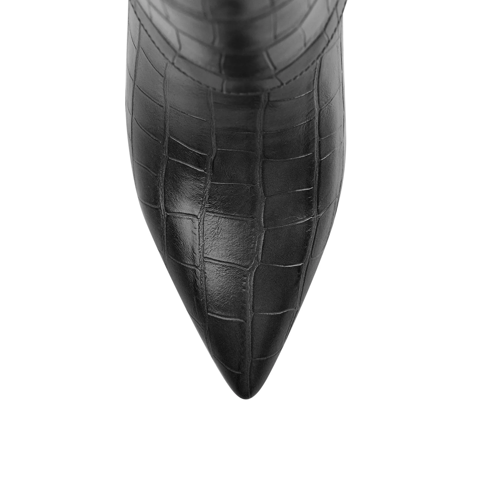 Black Pointed Toe Stone Chunky Heels Winter Boots sold by Onlymaker product image thumbnail 5