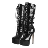 Black Patent Leather Platform Lace Up Knee High Boots sold by Onlymaker