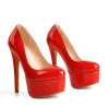 Patent Leather Rounde Toe Platform Red Stiletto High Heels Pumps sold by Onlymaker