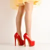 Patent Leather Rounde Toe Platform Red Stiletto High Heels Pumps sold by Onlymaker