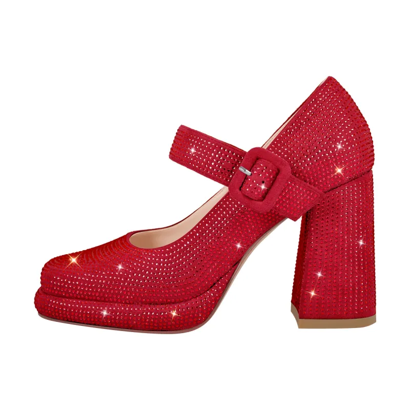 Rhinestone Square Toe Mary Jane Pumps sold by Onlymaker
