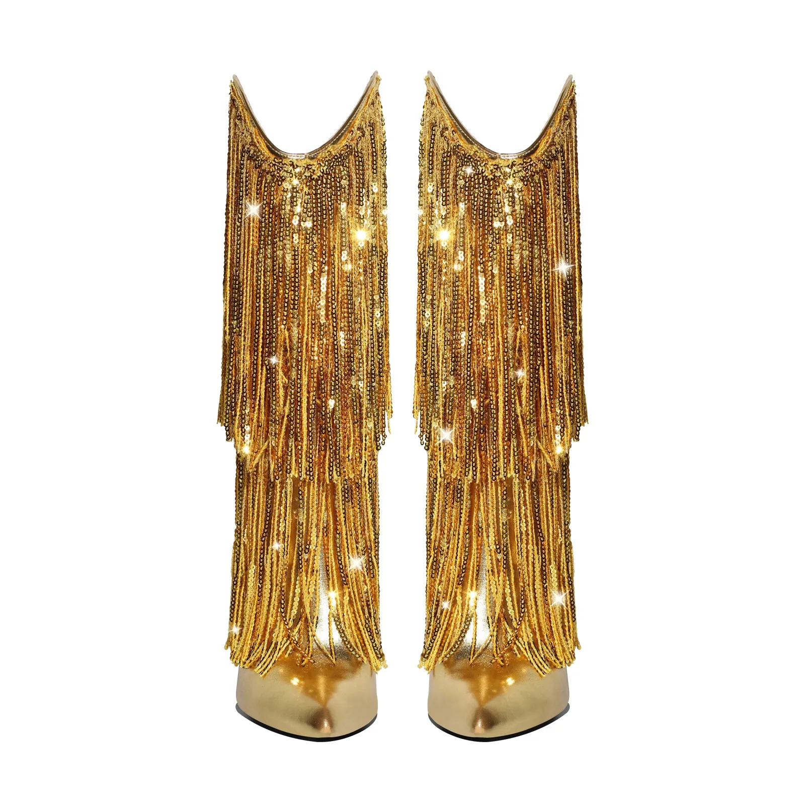 Pointed Toe Stilettos Sequin Fringe Boots sold by Onlymaker product image thumbnail 3
