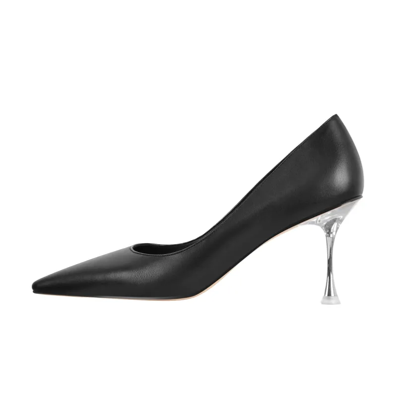 Black Slip on Mid Heel Pumps sold by Onlymaker