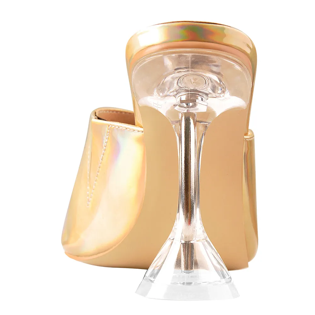 Golden Holographic Transparent Tapered Heel Sandals Mules sold by Onlymaker product image thumbnail 4