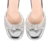 Metallic Chunky Heel Rhinestone Strap Sandals sold by Onlymaker