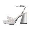 Metallic Chunky Heel Rhinestone Strap Sandals sold by Onlymaker