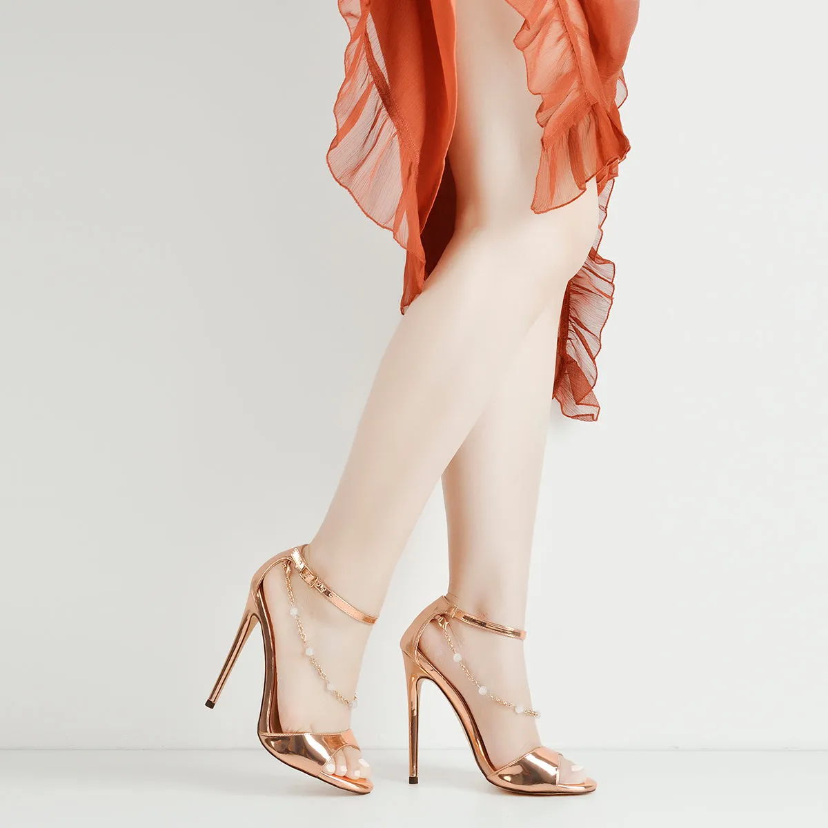 Pearl Metal Chain Ankle Strap Open Toe Sandals sold by Onlymaker product image thumbnail 2