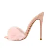 Pink Feather Open Toe High Heel Stilettos Sandals sold by Onlymaker