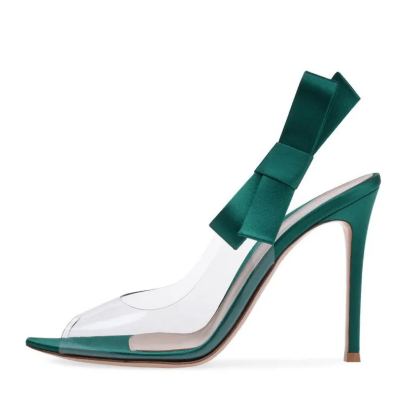 Open Pointed Toe Bow Stiletto Slingback Sandals sold by Onlymaker