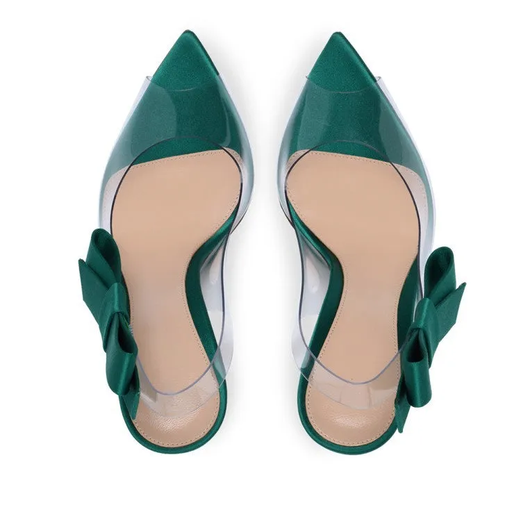 Open Pointed Toe Bow Stiletto Slingback Sandals sold by Onlymaker product image thumbnail 3