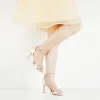 Rhinestone Embellished Ankle Strap White Sandals sold by Onlymaker