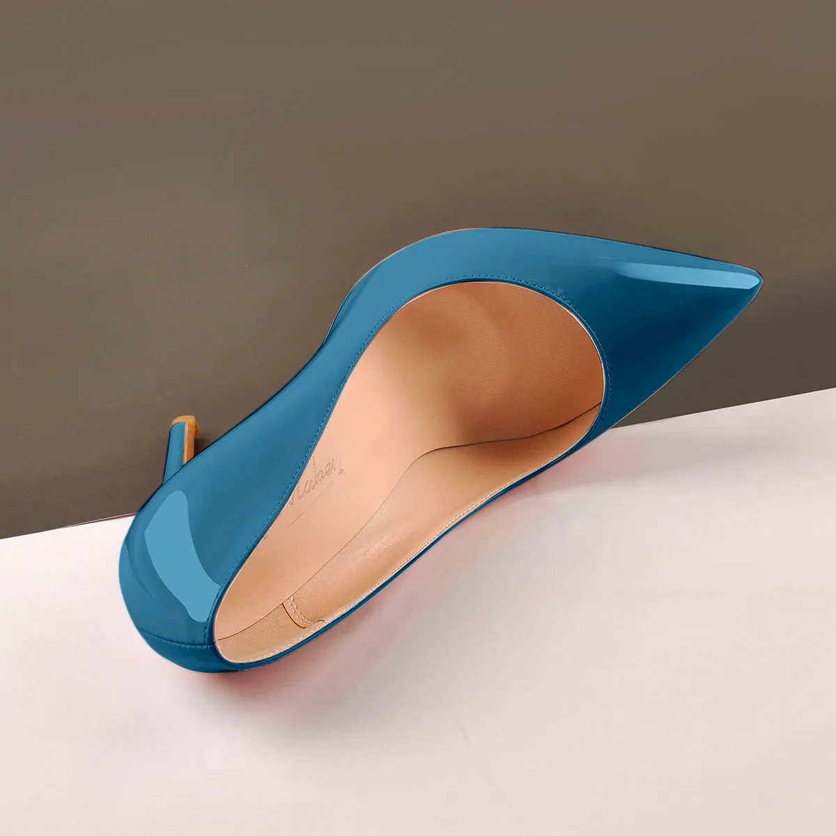Blue Patent Leather Pointed Toe High Heel Pumps sold by Onlymaker product image thumbnail 3