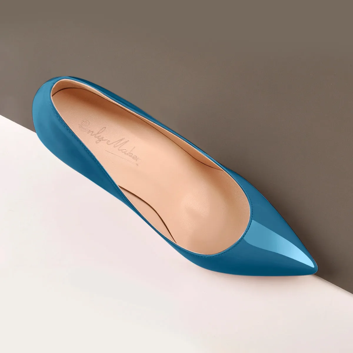 Blue Patent Leather Pointed Toe High Heel Pumps sold by Onlymaker product image thumbnail 4