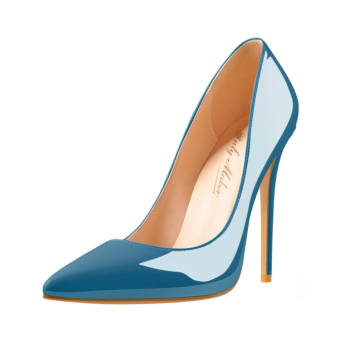 Blue Patent Leather Pointed Toe High Heel Pumps sold by Onlymaker product image thumbnail 2