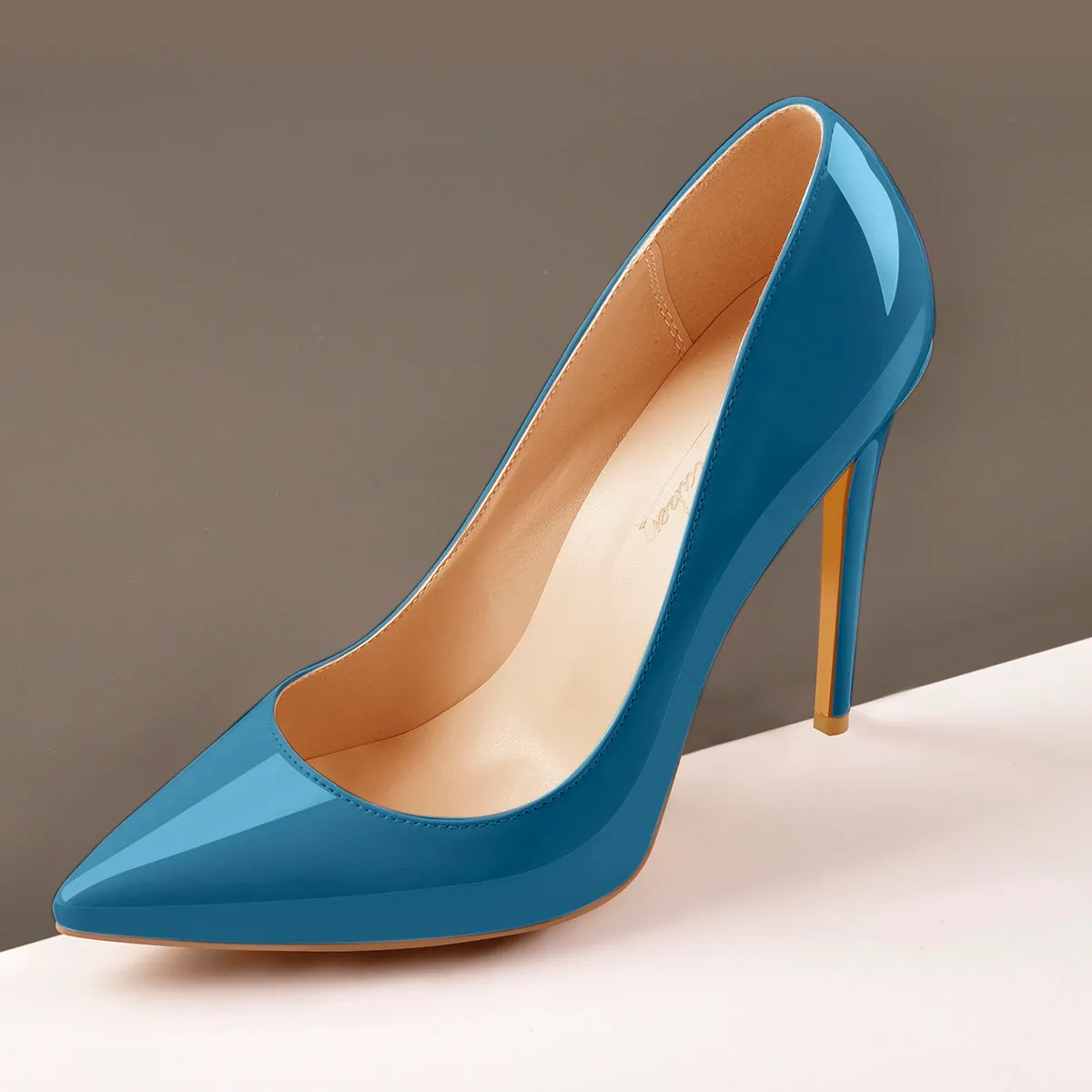 Blue Patent Leather Pointed Toe High Heel Pumps sold by Onlymaker product image thumbnail 5