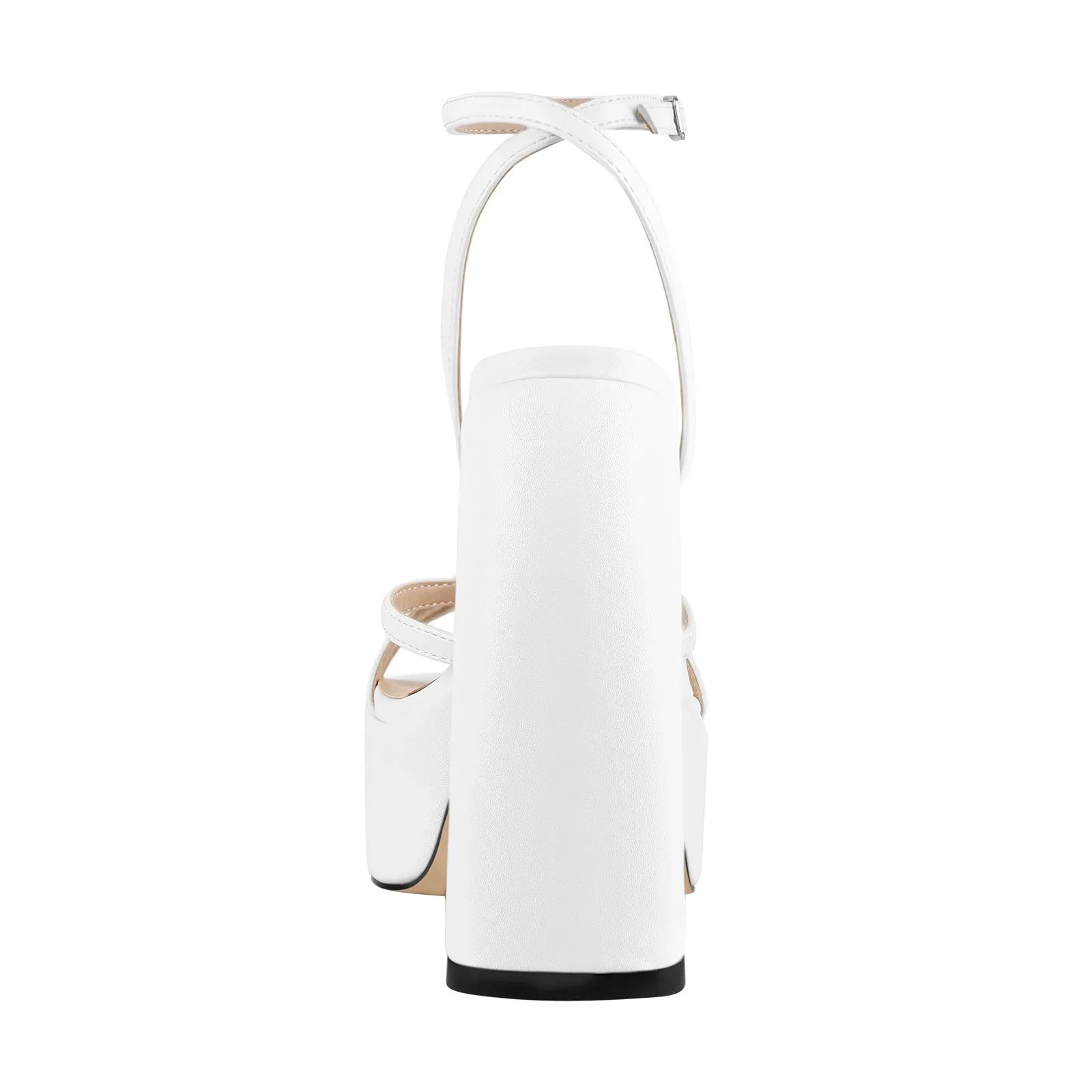 White Ankle Strap Platform Chunky Heels Sandals sold by Onlymaker product image thumbnail 4