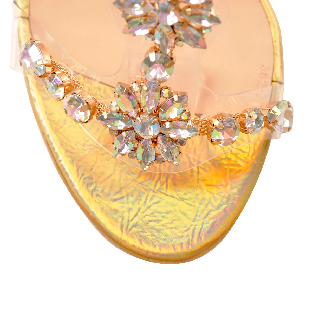 Open Toe Gem Rhinestone Transparent Strap Cutout Chunky Square Heel Sandals sold by Onlymaker product image thumbnail 3