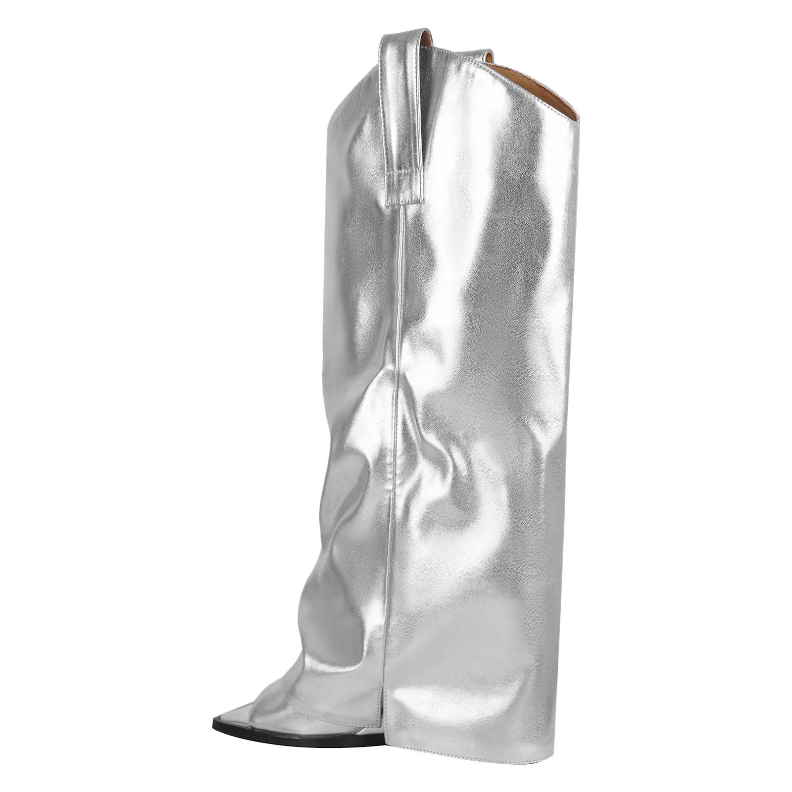 Metallic Square Toe Wedge Heel Fold Over Sandal Boots sold by Onlymaker product image thumbnail 3