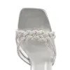 Rhinestone Lace-Up Silver Heels Sandals sold by Onlymaker