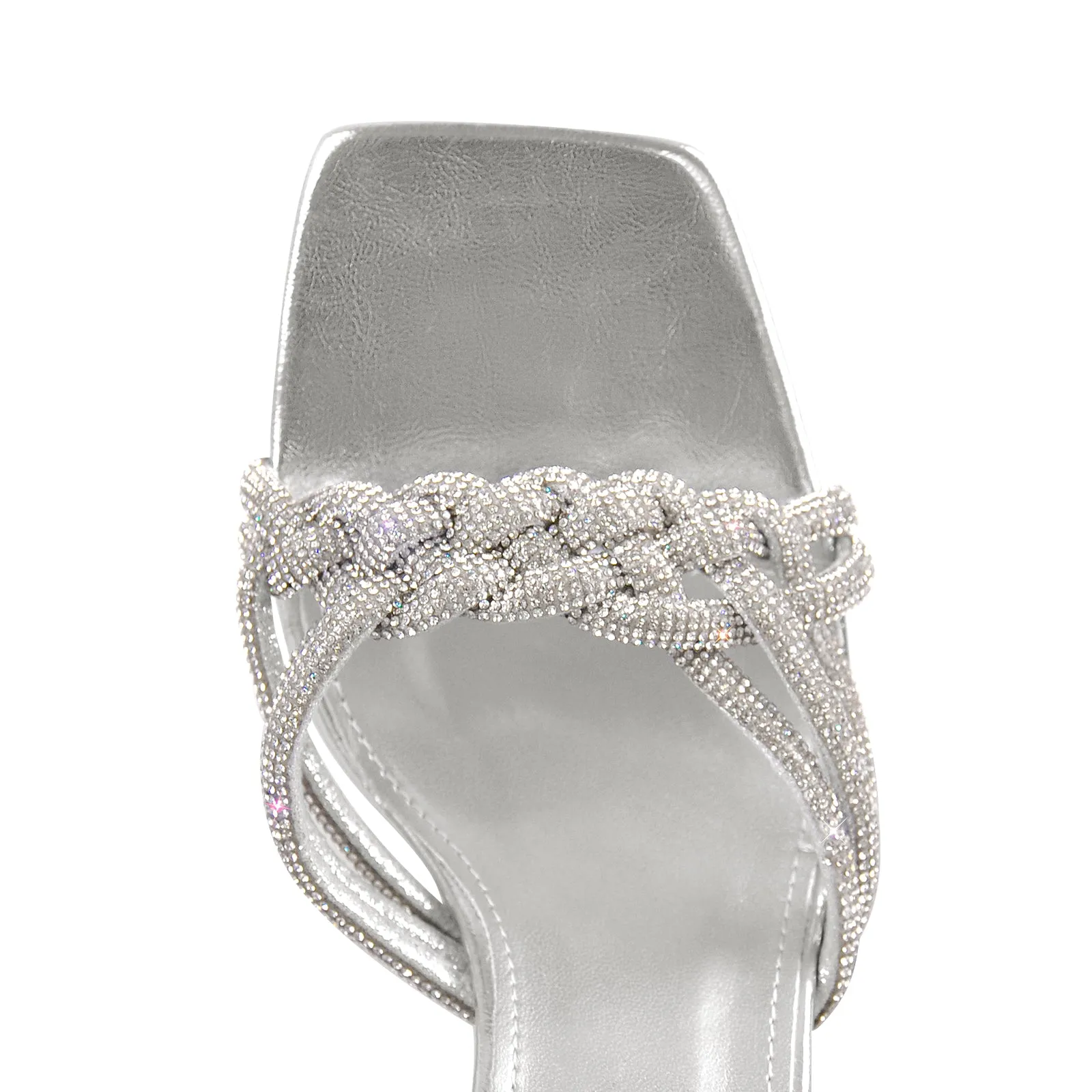 Rhinestone Lace-Up Silver Heels Sandals sold by Onlymaker product image thumbnail 3