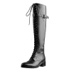 Round Toe Lace Up Sturdy Heel Side Zipper Knee High Boots sold by Onlymaker