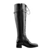 Round Toe Lace Up Sturdy Heel Side Zipper Knee High Boots sold by Onlymaker