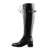 Round Toe Lace Up Sturdy Heel Side Zipper Knee High Boots sold by Onlymaker