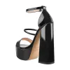 Open Toe Black Band Platform Chunky High Heels Sandals sold by Onlymaker