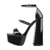 Open Toe Black Band Platform Chunky High Heels Sandals sold by Onlymaker